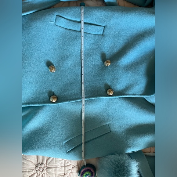 Blue fox fur collar and cashmere coat - Picture 4 of 5